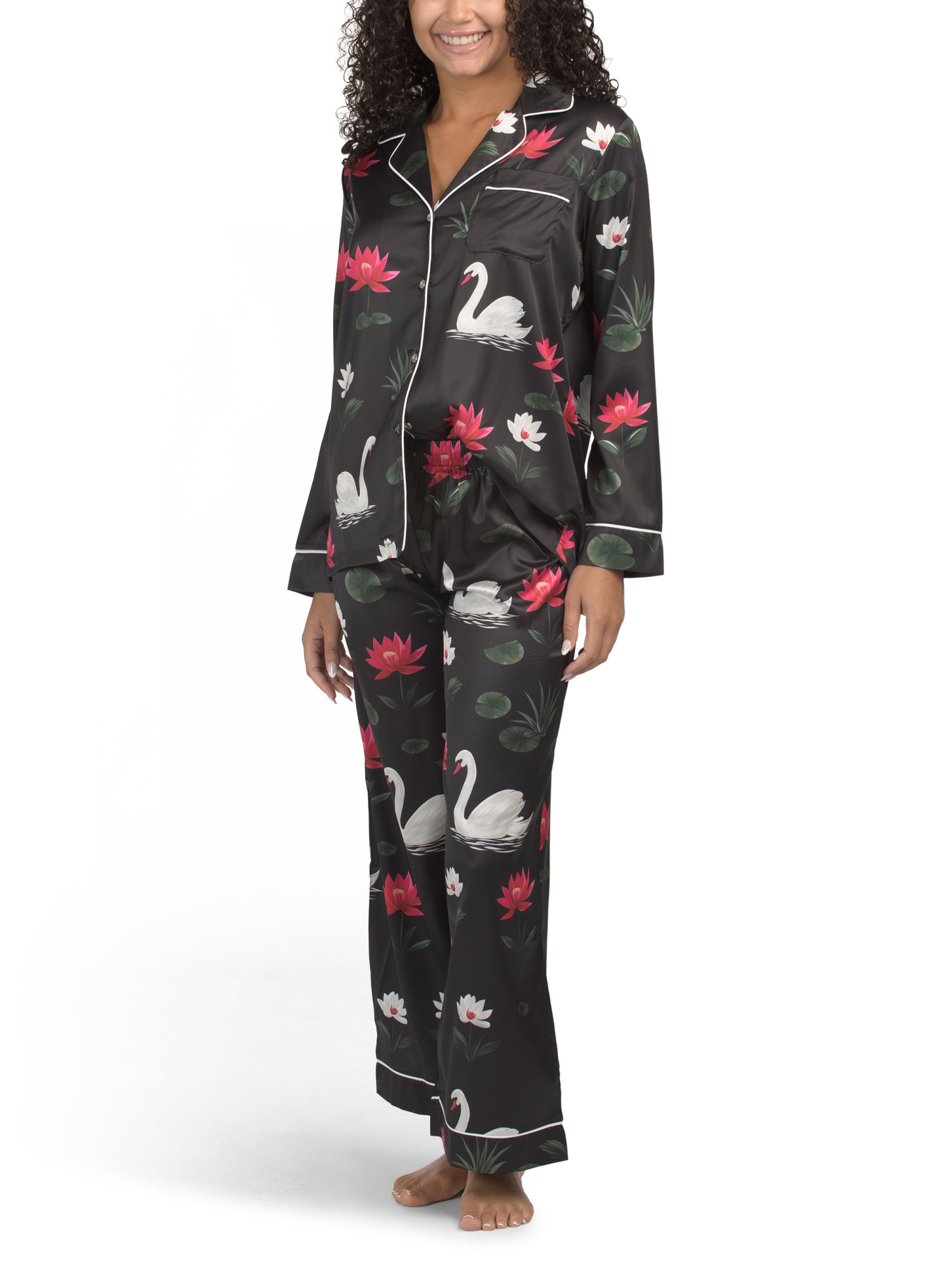 2pc Satin Swan Print Pajamas Set | Gifts For Her | Marshalls | Marshalls