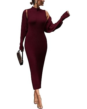 PRETTYGARDEN Women's Fall 2 Piece Outfits Knit Long Sleeve Cropped Cardigan Pullover Sweater Maxi... | Amazon (US)