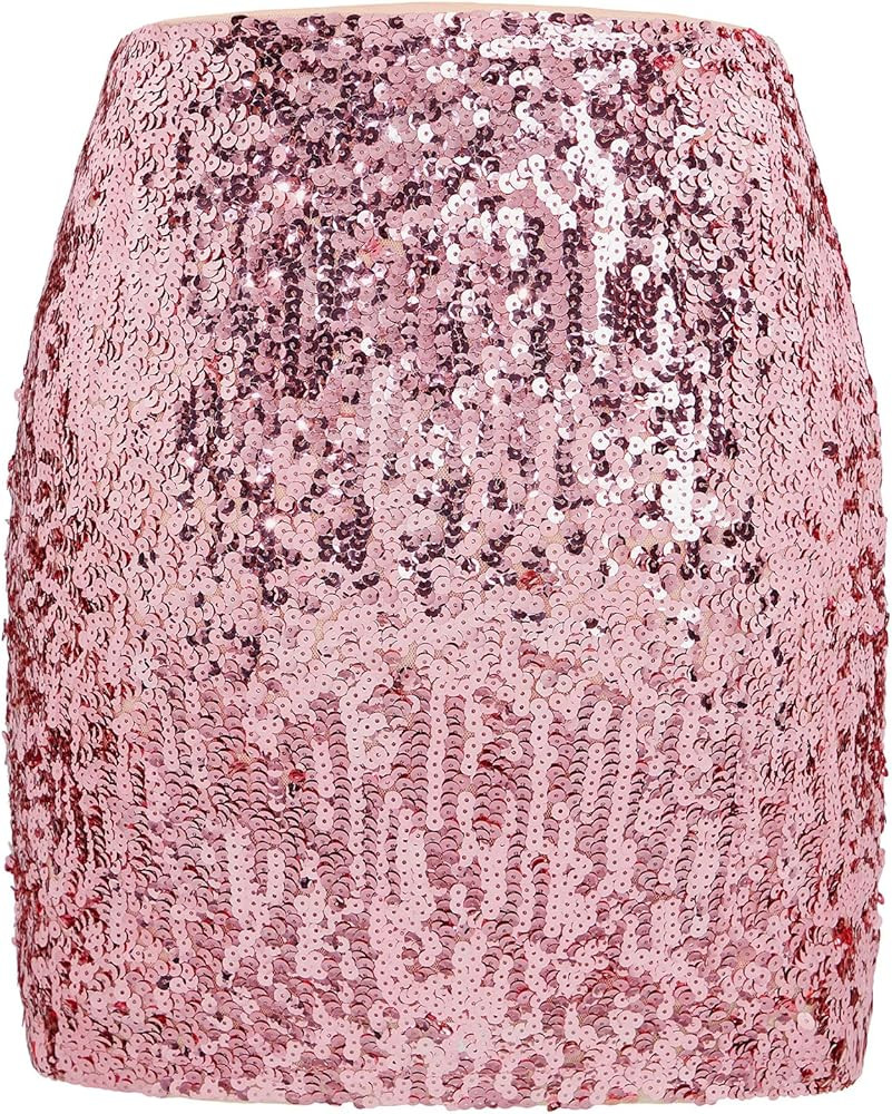 Century Star Sequin Skirt Sparkly Mini Skirts for Women High Waist Bodycon Glitter Club Night Out... | Amazon (US)