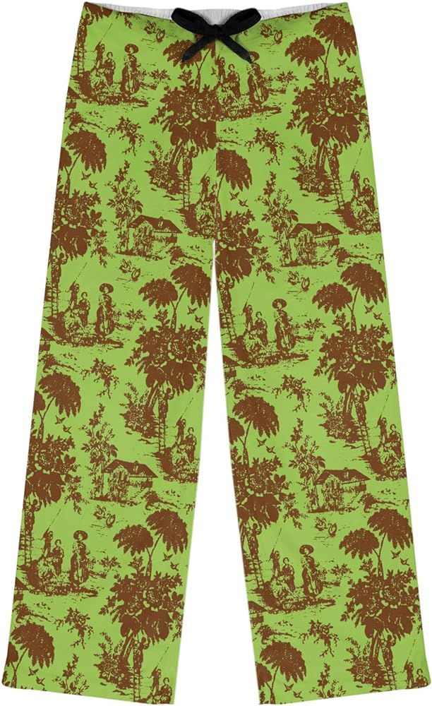 Green & Brown Toile Womens Pajama Pants - M (Personalized) | Amazon (US)