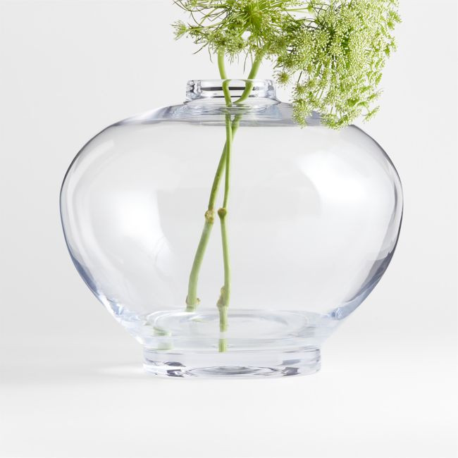 Ophelia Clear Hand Blown Glass Round Vase 10 | Crate & Barrel