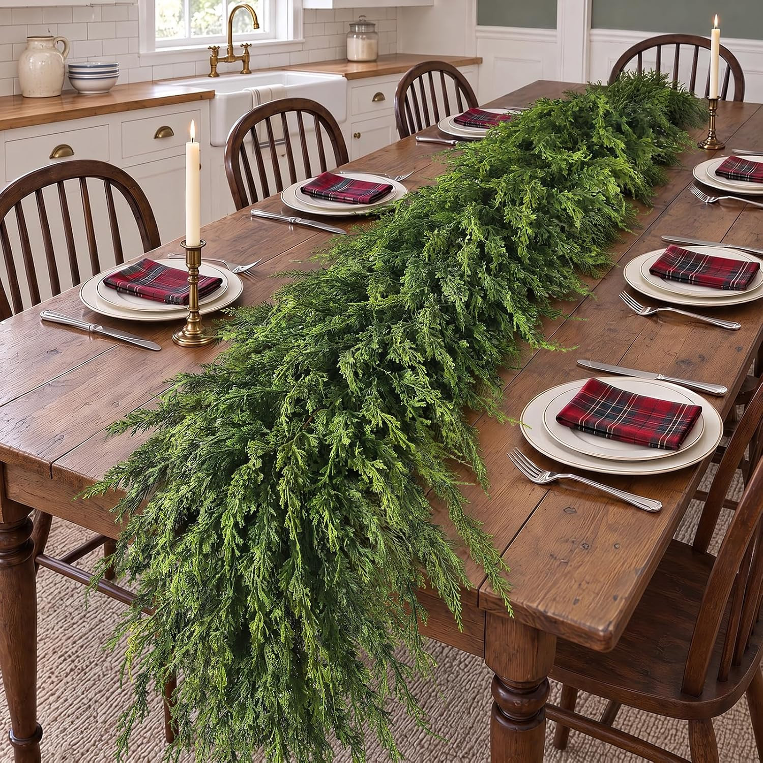 6FT 1PCS Artificial Christmas Cedar Pine Garland for Mantle Home Decor | Amazon (US)