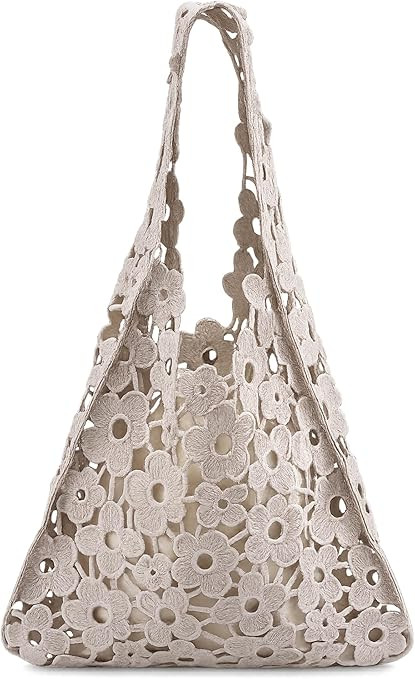 Aliceset Flower Hollow out Crochet Knit Shoulder Bag Women's Boho Crochet Beach Shoulderbag Summe... | Amazon (US)