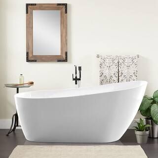 Vanity Art Bourges 55 in. Acrylic Flatbottom Bathtub in White VA6522-S - The Home Depot | The Home Depot