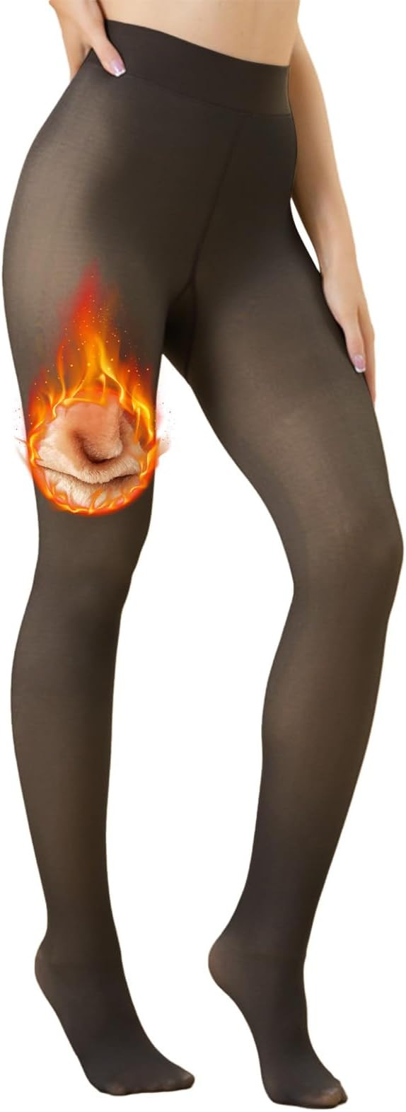 Vertvie Fleece Lined Tights for Women Thermal Pantyhose Fake Translucent Winter Warm Tights High ... | Amazon (US)