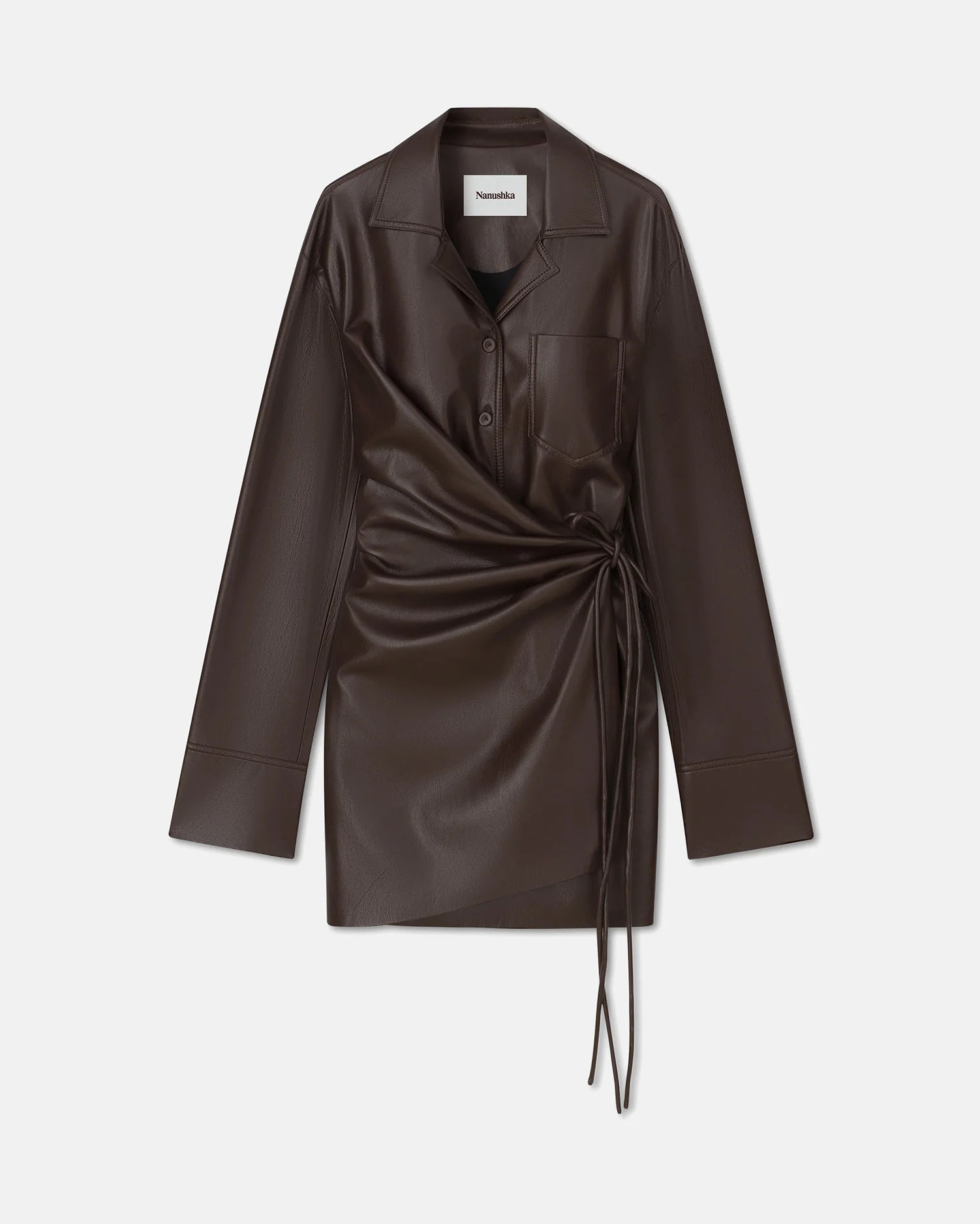 Xaviera - Okobor™ Alt-Leather Mini Dress - Coffee Ground | Nanushka