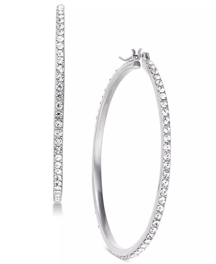INC International Concepts Large Pavé Medium Hoop Earrings , 2 | Macys (US)