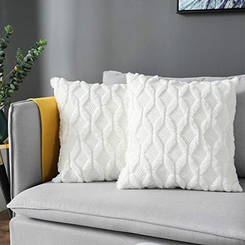 LANANAS Decorative Square Throw Pillow Covers Set Super Soft Luxury Faux Fur Pillow Case Cover for S | Amazon (US)