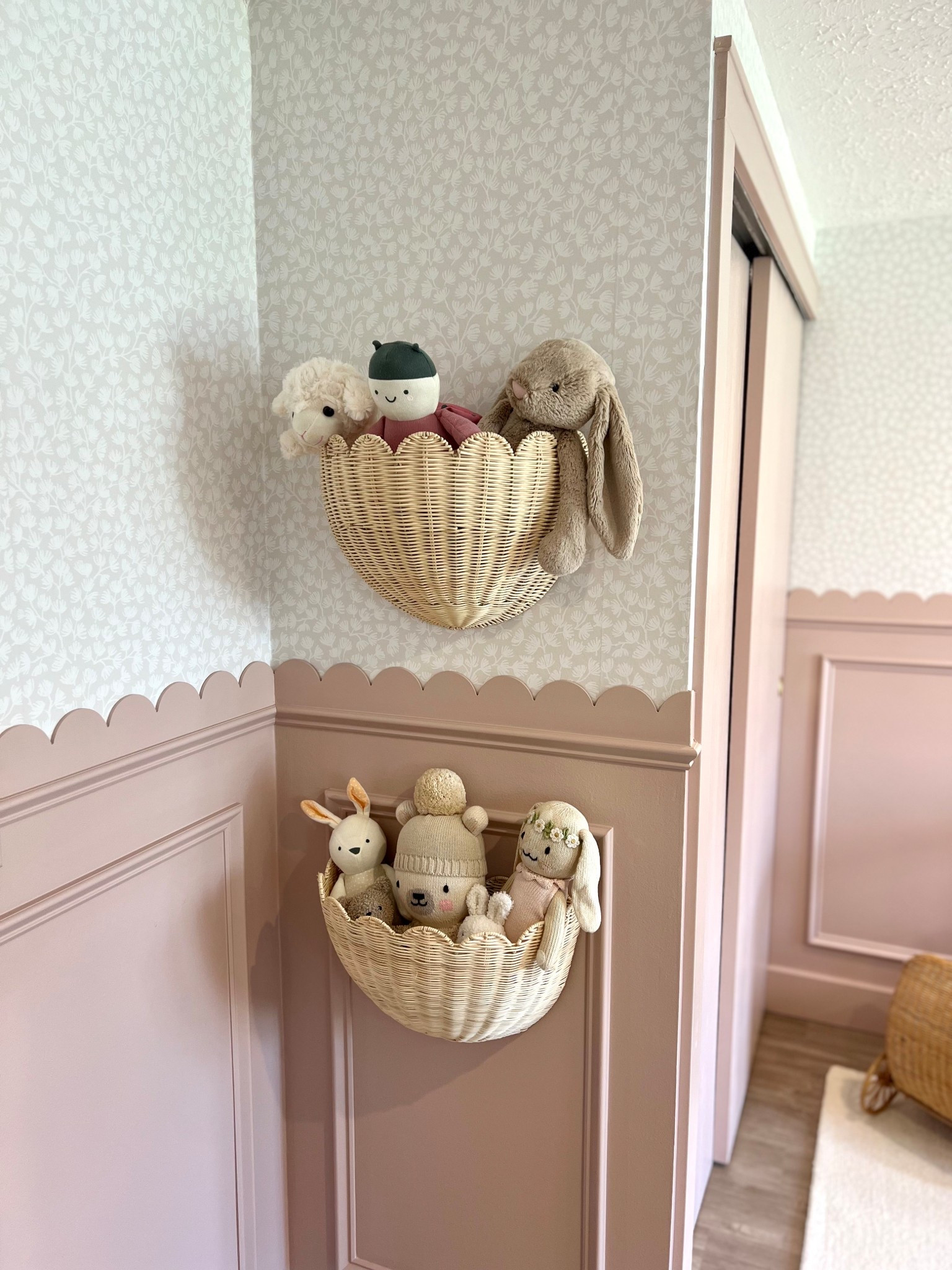 Scallop doll storage basket idea! #nursery #babydoll #nurseryreveal #

#LTKHome #LTKKids #LTKBaby