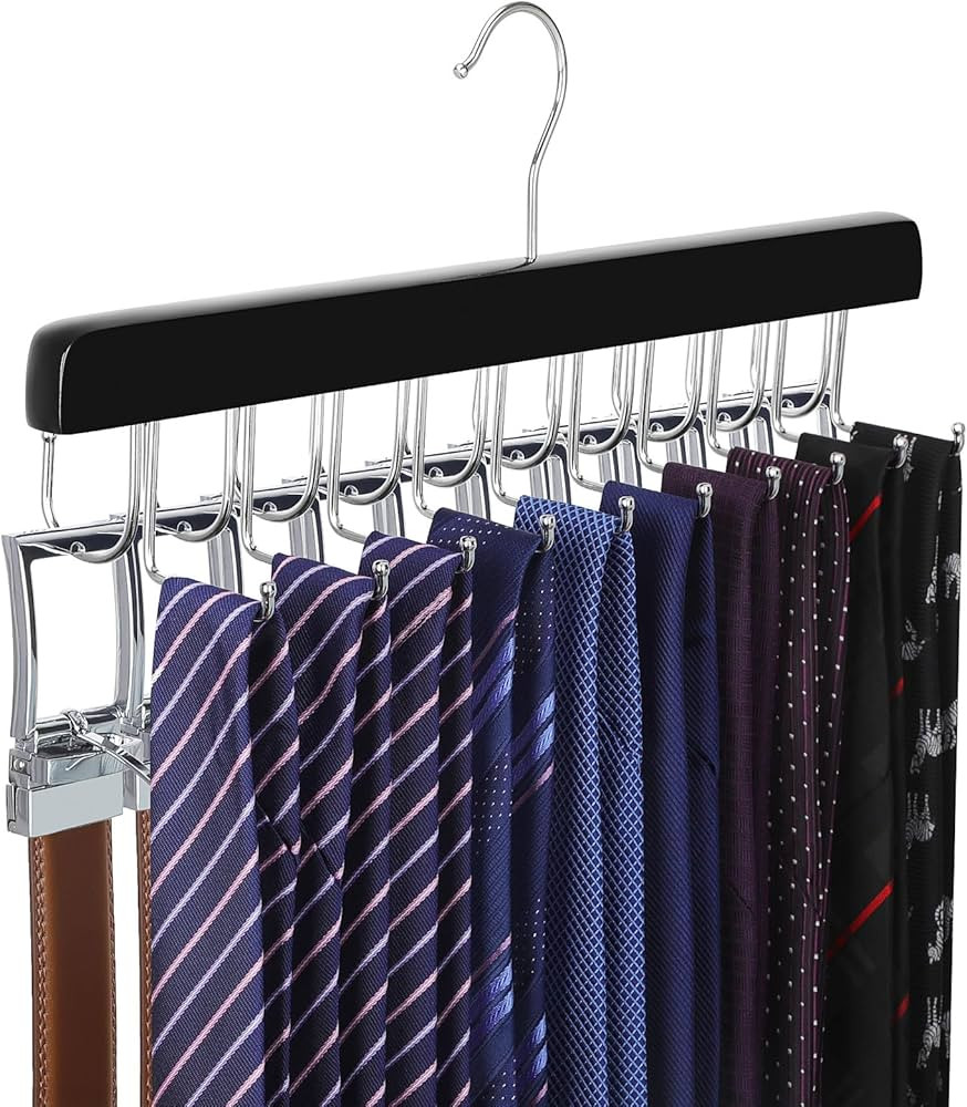 TOPIA HANGER 20 Hooks 2 in 1 Belt Tie Hanger for Closet Max 30 Belts with 30 Ties Capacity, Belt ... | Amazon (US)