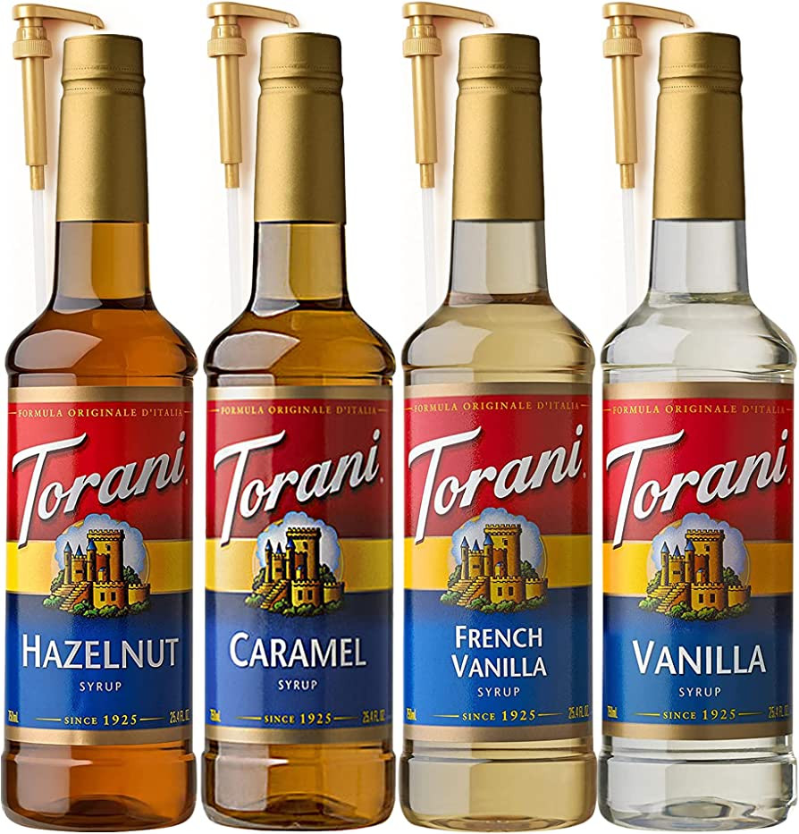 Coffee Syrup Variety Pack Caramel, French Vanilla, Vanilla & Hazelnut Syrup for Coffee with 4 Fre... | Amazon (US)