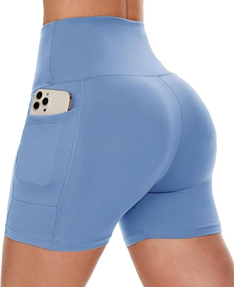 CAMPSNAIL Biker Shorts Women with Pockets - 3"/5"/8" High Waisted Workout Spandex Tummy Control G... | Amazon (US)
