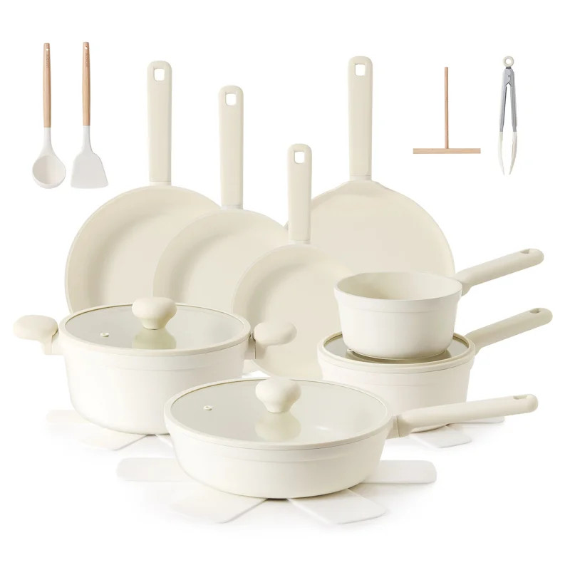 SENSARTE Ceramic Cookware Sets, 15-Piece, Non-toxic Healthy Non Stick, PFAS PTFE PFOA PFOS Free | Wayfair North America
