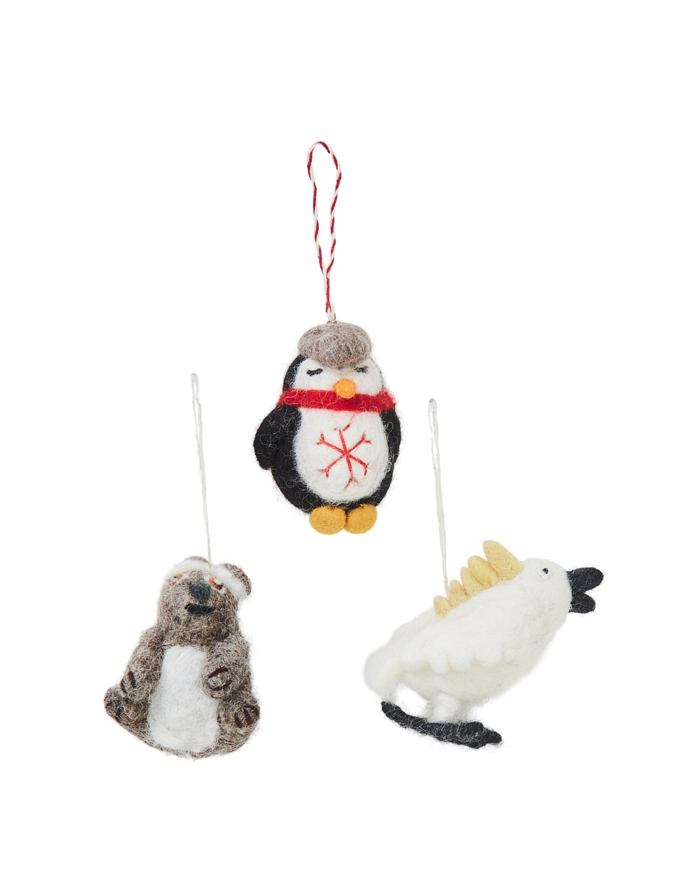 6cm Handmade Felted Australian Fauna Ornaments Set of 3 | David Jones (Australia & New Zealand)