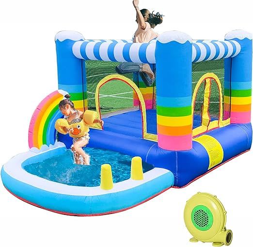 Inflatable Bounce House with Blower,Jumping Castles for Kids with Pool Indoor Outdoor Multicol... | Amazon (US)