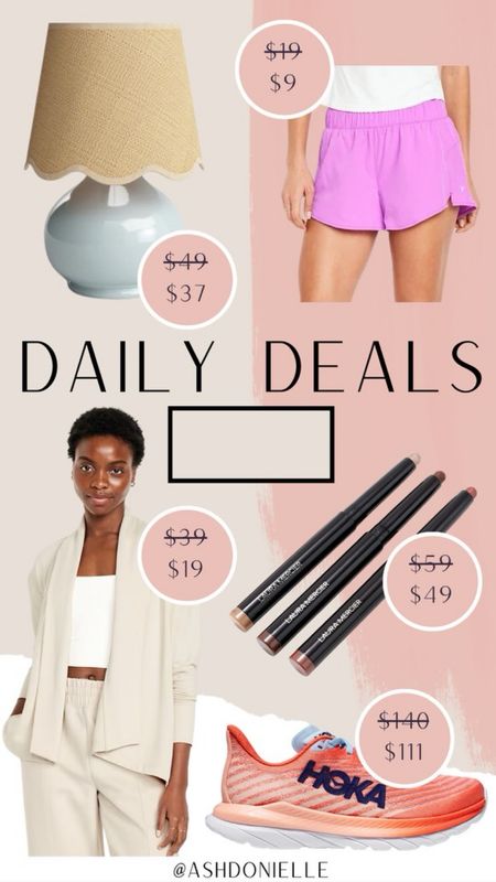 Daily deals - daily discounts  - Hoka shoe on sale - Makeup deals - Laura Mercier makeup - Athletic shorts - Home decor - Favorite finds - scalloped lamps on sale - Old Navy sale 

#LTKSeasonal #LTKstyletip #LTKsalealert