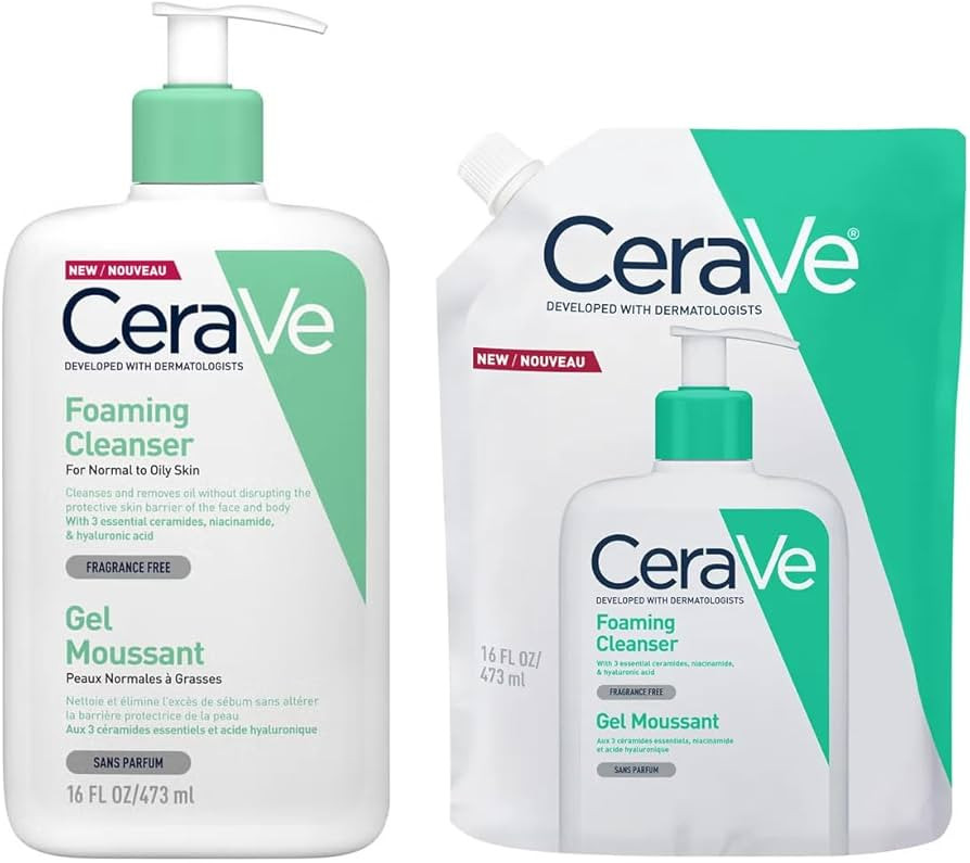 CeraVe Foaming Cleanser with Refill – With Hyaluronic Acid, Niacinamide & 3 Essential Ceramides... | Amazon (UK)