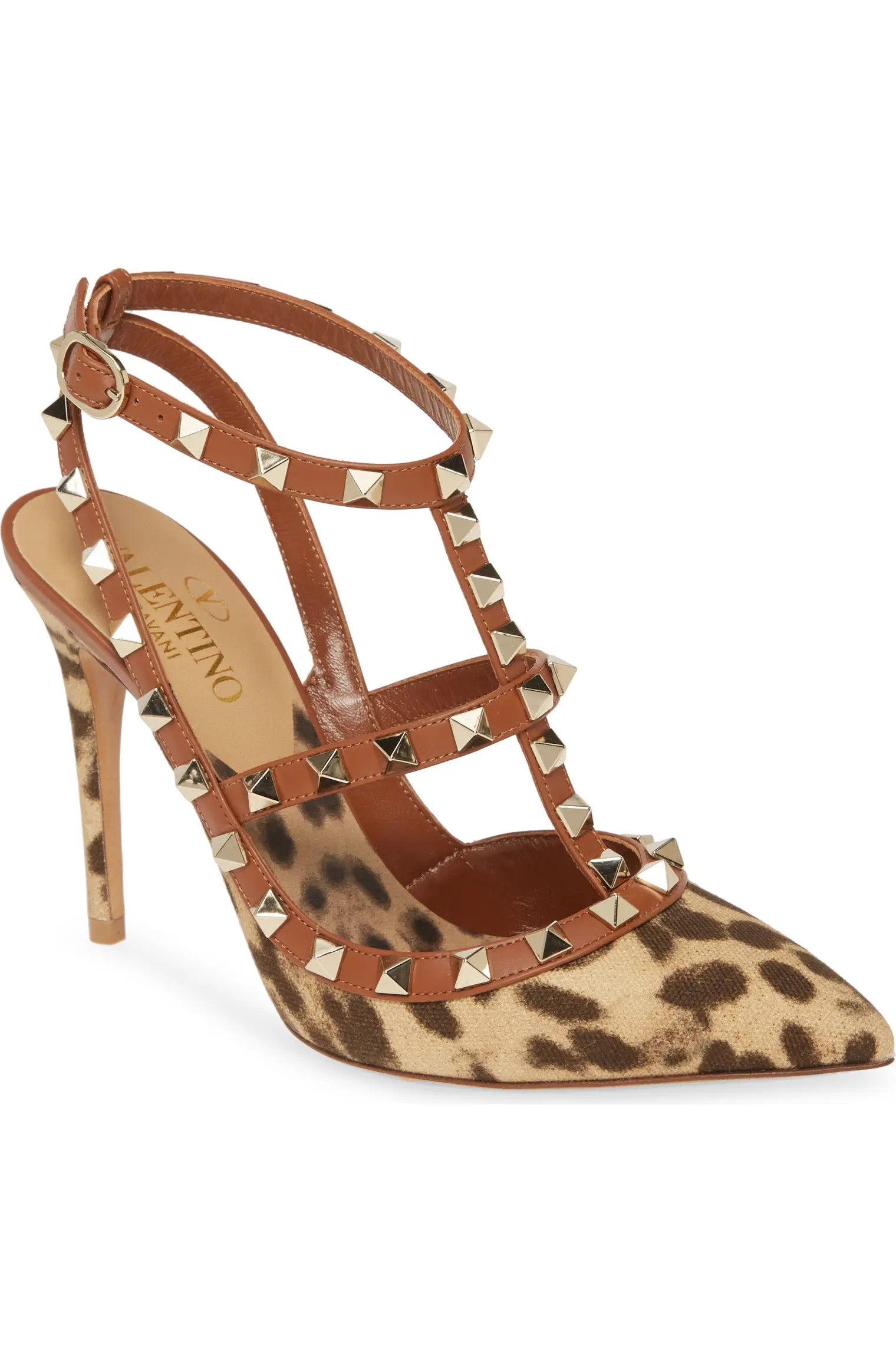 Rockstud Animal Print T-Strap Pump | Nordstrom