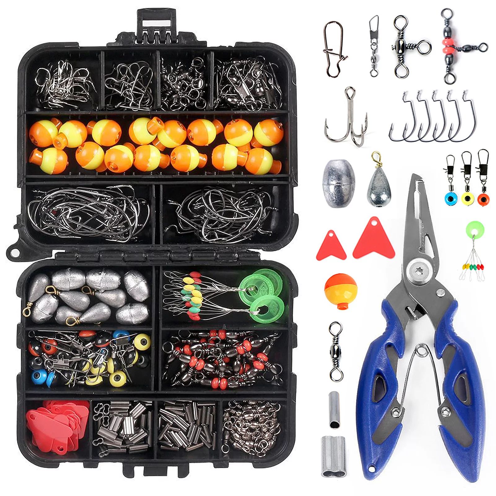 Tomshine 263pcs Fishing Accessories Set with Tackle Box Including Plier Jig Hooks Weight Swivels ... | Walmart (US)