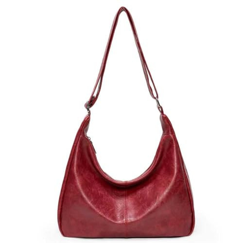 celestina Soft Vegan Leather Hobo Bag for Women, Slouchy Shoulder Handbag Tote Purse, Burgundy | Amazon (US)