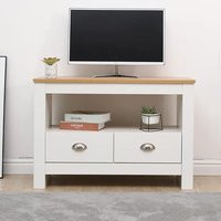 TV Stand with Storage Drawers Wooden Top Media Console White Living Room TV Cabinet | Debenhams UK