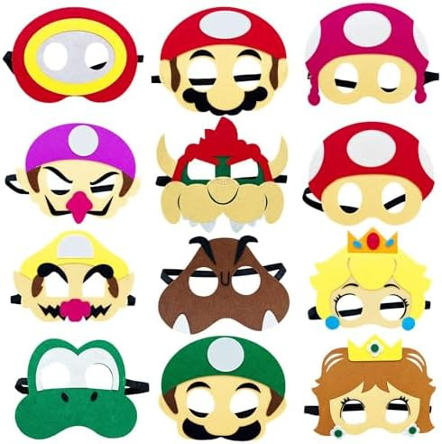 12 PCS Game Themed Felt Masks Role Play Bros Party Favors,Game Themed Party Supplies Dress Up Mas... | Amazon (US)