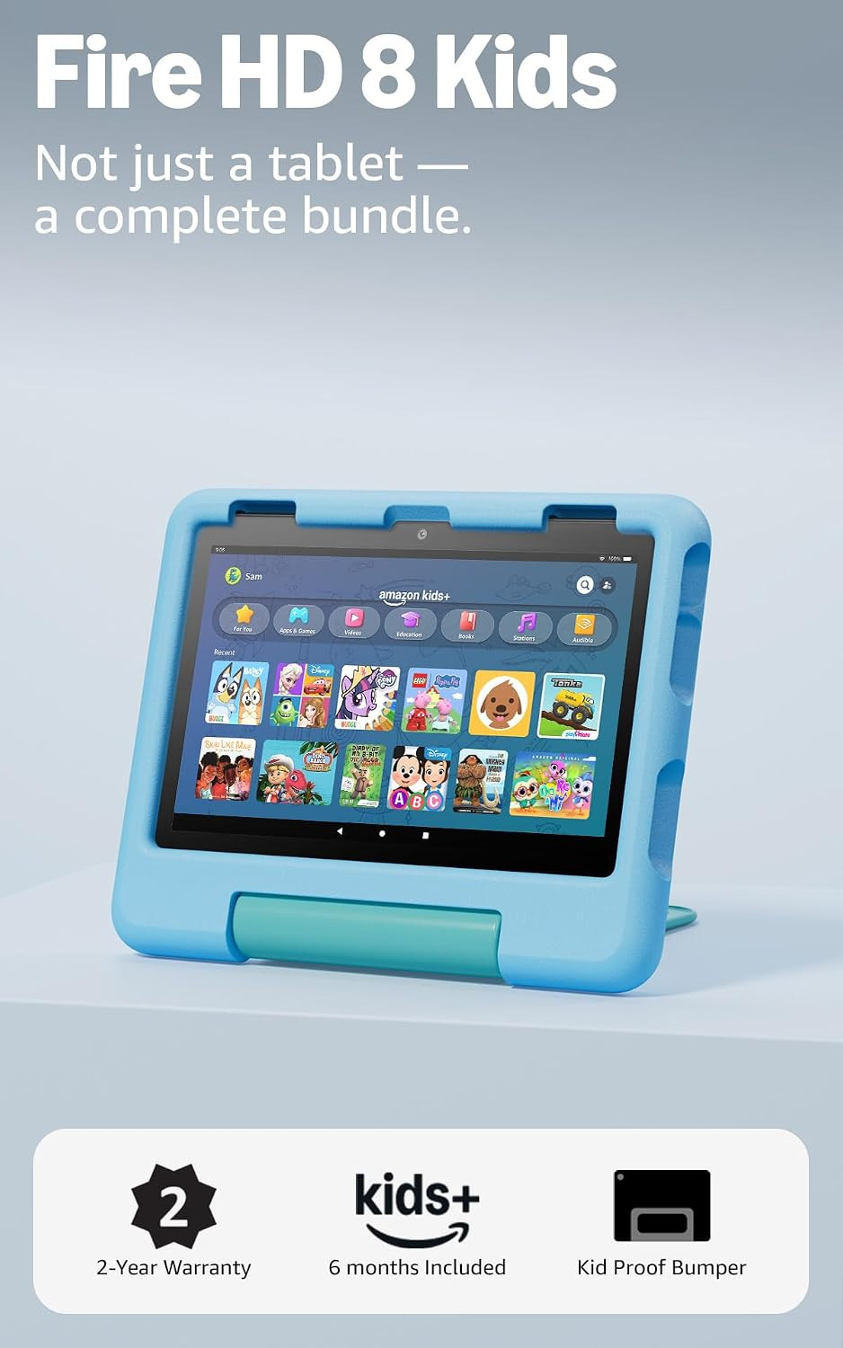 Amazon Fire HD 8 Kids tablet, ages 3-7 | 4GB memory, includes ad-free and exclusive content, parental controls and 13-hr battery, 64GB, Blue, (2024 release) | Amazon (US)