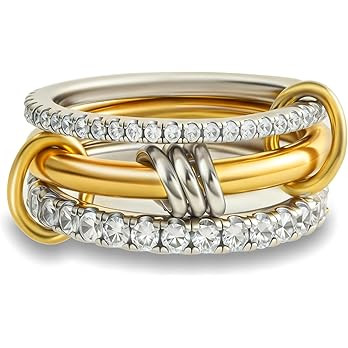 Gold Stackable Rings for Women Non Tarnish, 18k Gold Plated Cubic Zirconia Rings, Silver Gold Mul... | Amazon (US)