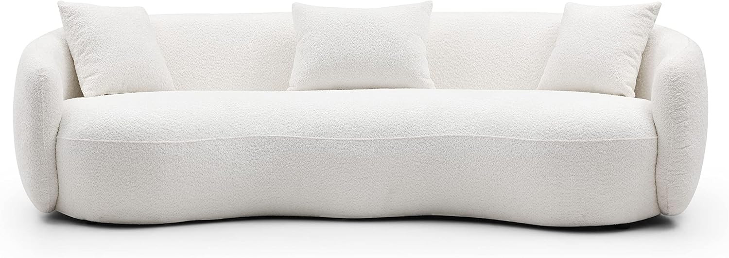 kevinplus 94'' Cloud Curved Sofa Boucle Couch for Living Room, Beige Modern Mid-Century Curved Ba... | Amazon (US)