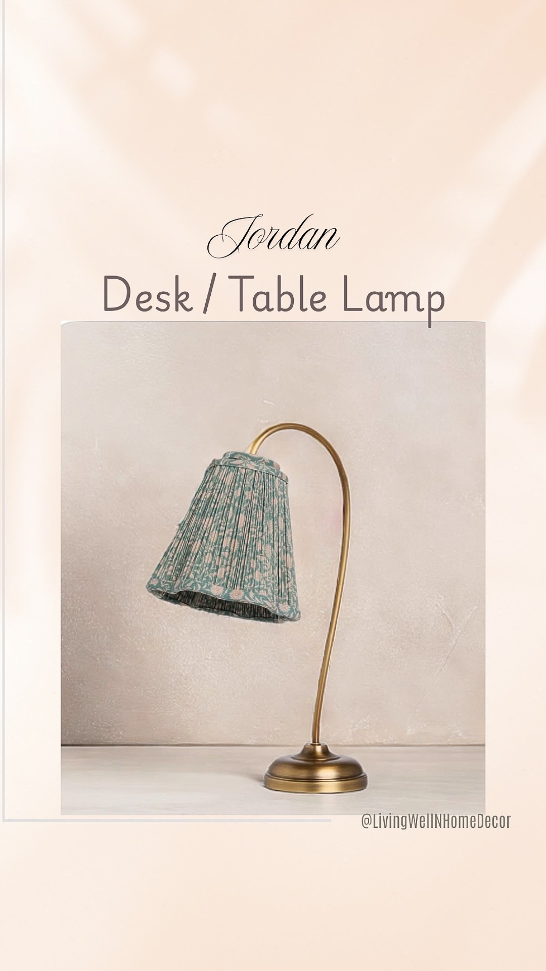 The Jordan desk lamp lets you make lighting your signature moment. Its pleated shade features a 2 charming floral prints for an unexpected pop of pattern in the room. This lamp's gooseneck design styles an elegant silhouette and makes it the perfect task light for a desk or countertop.

#LTKHome #LTKFamily #LTKStyleTip