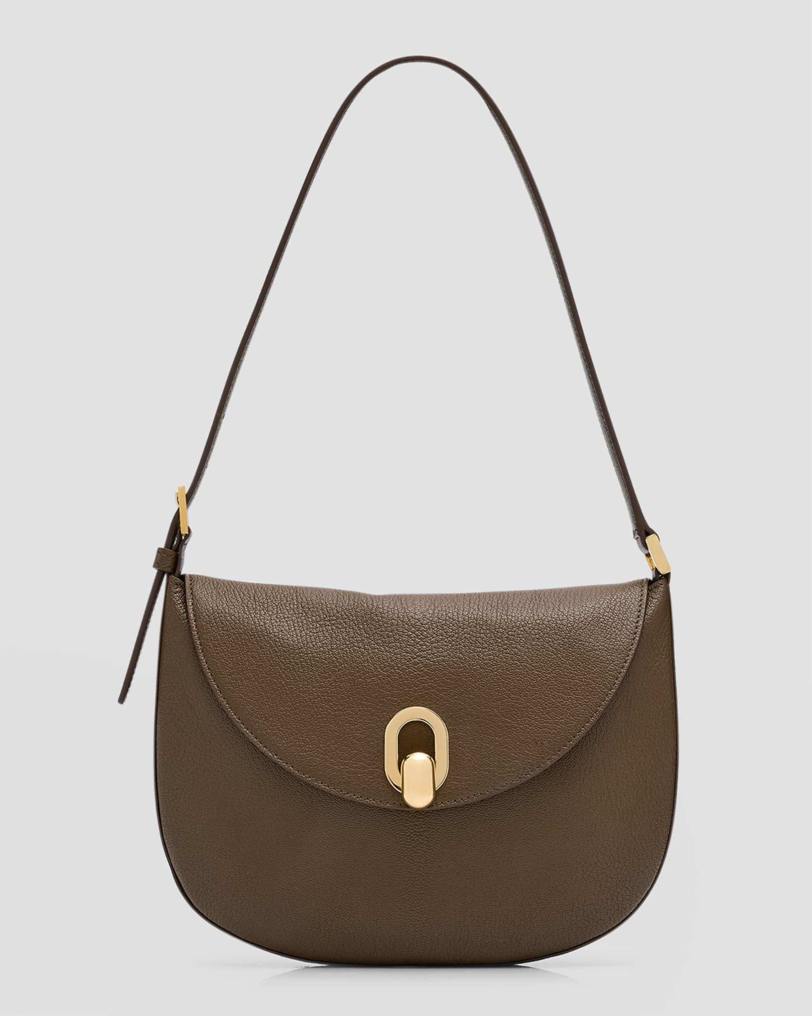 Tondo Small Flap Leather Hobo Bag | Neiman Marcus