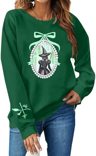 MOUSYA Pink Goes Good with Green Shirt Witch Musical Movie Witch Princess Graphic Long Sleeve Top | Amazon (US)