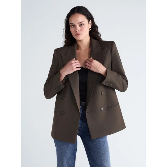 Scoop Women's Double Breasted Blazer, Sizes XS-XXL | Walmart (US)