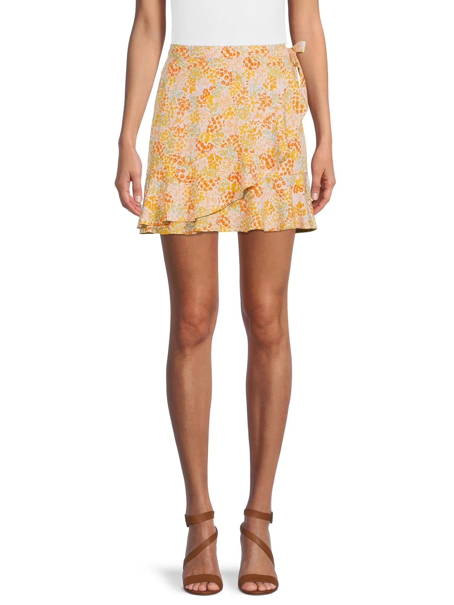 Sunset & Sixth Juniors' Ruffle Mini Wrap Skirt - Walmart.com | Walmart (US)