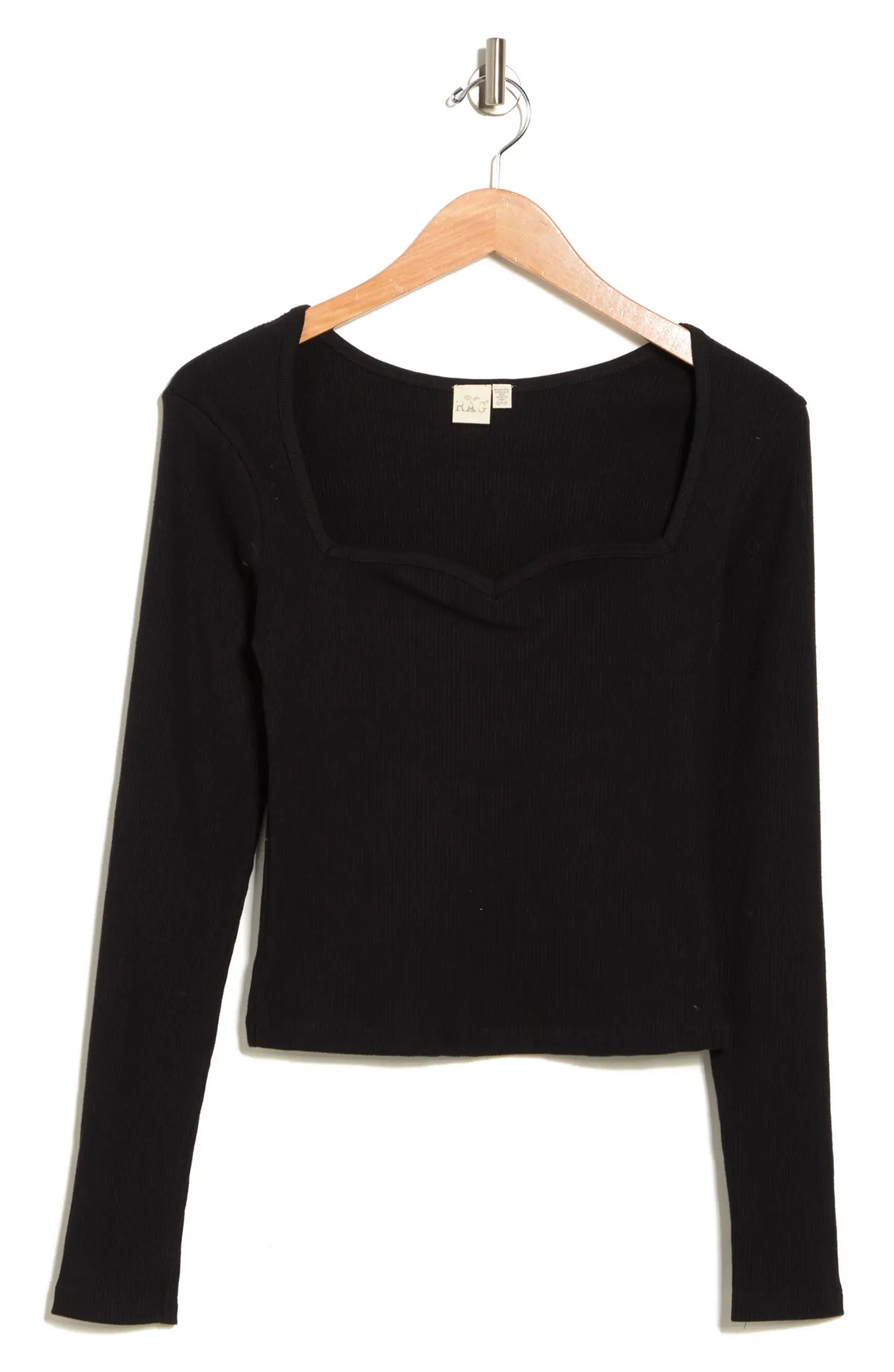 Sweetheart Varigated Ribbed Long Sleeve Top | Nordstrom Rack