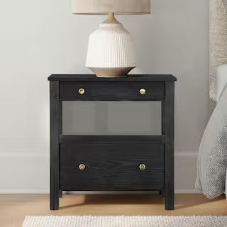 Delano Black 2-drawer 25 in. W Nightstand 831-10-60 - The Home Depot | The Home Depot