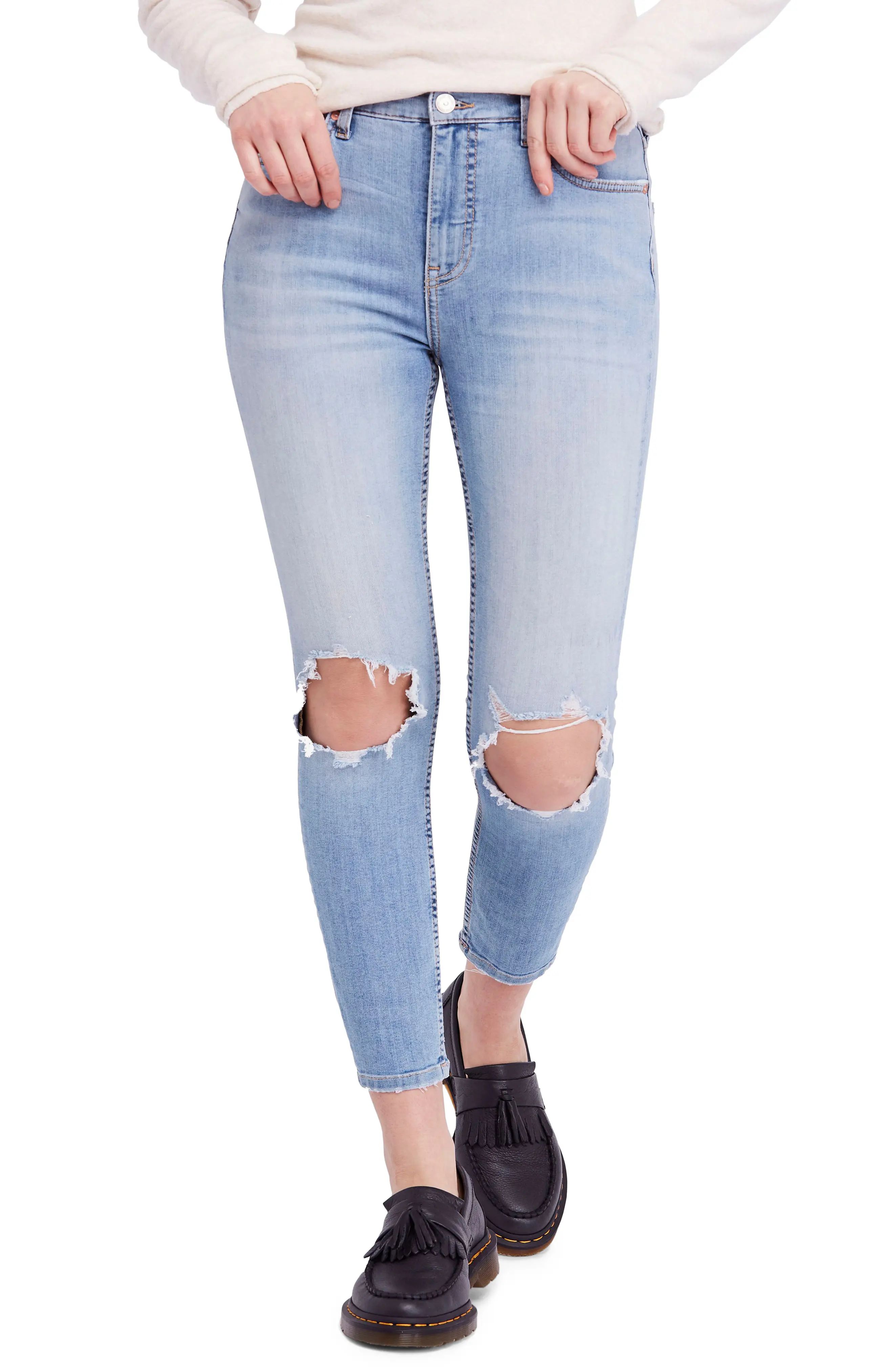 Women's We The Free By Free People High Waist Ankle Skinny Jeans, Size 25 - Blue | Nordstrom