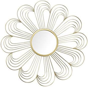 JHY DESIGN Home Collection 22" Golden Flower Mirror, Classic Metal Decorative Wall Mirror (Flower... | Amazon (US)