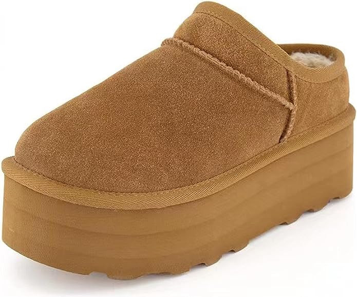 Fudaolee Winter Snow Boots for Women Classic Short Ankle Boot Platform Suede Mule Mini Fur Lined ... | Amazon (US)