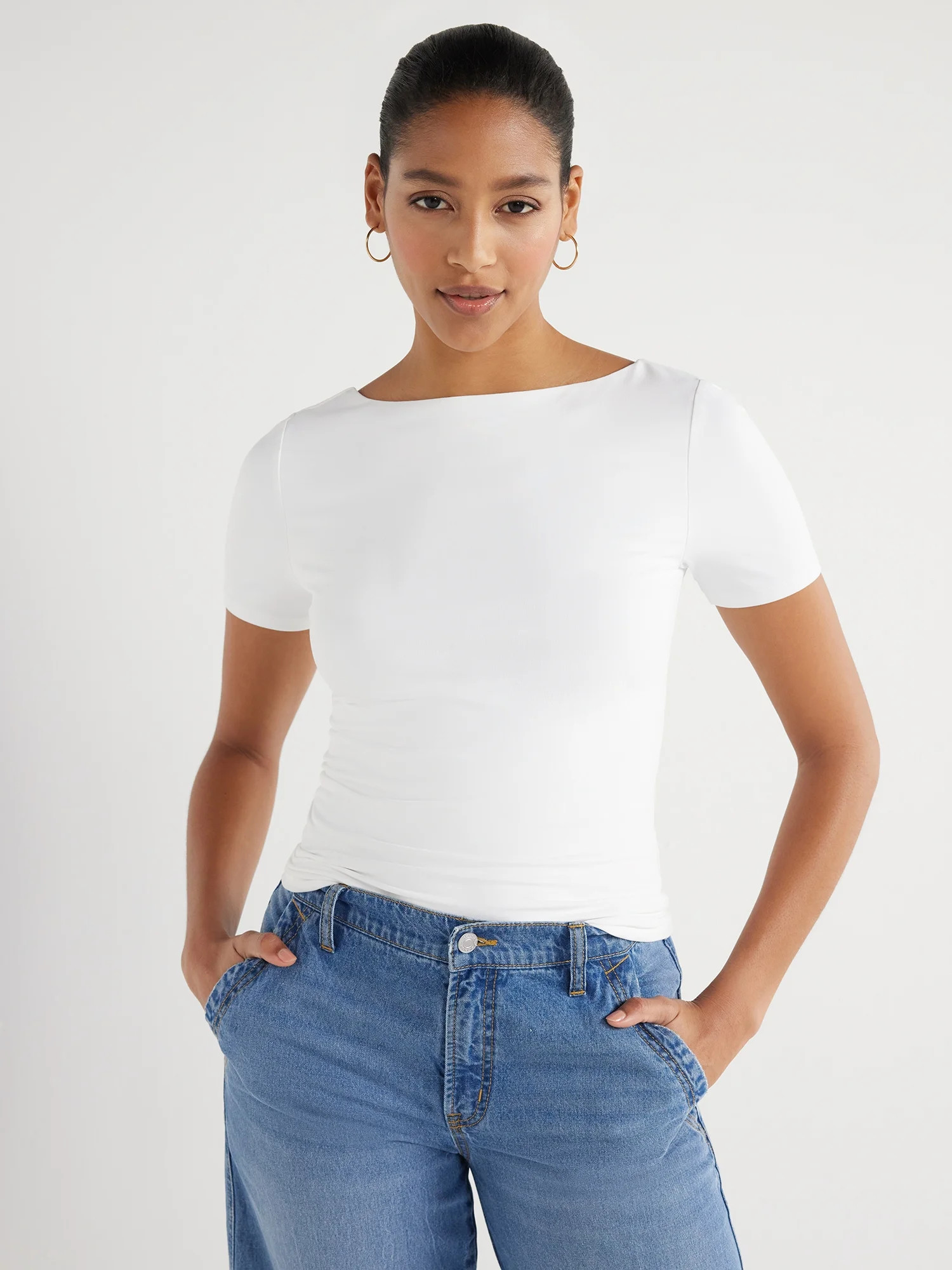 Scoop Women's Contour Scoop Back Tee, Sizes XS-XXL | Walmart (US)