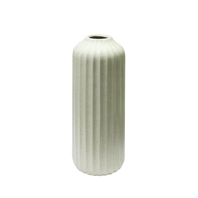 Better Homes & Gardens 22" Speckled Ribbed Ceramic Floor Vase, Cream White | Walmart (US)