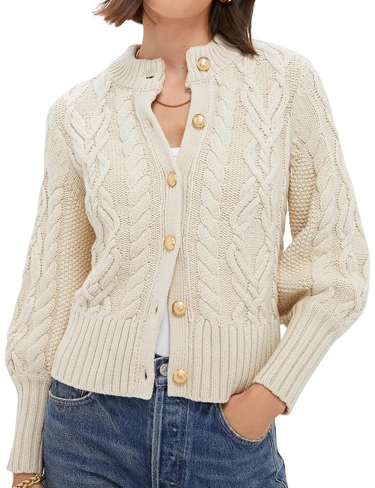 PEHMEA Womens Short Cardigan Sweaters, Soft Twist Knit Fall Winter Chunky Open Front Button Sweat... | Amazon (US)