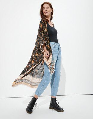 AE Floral Midi Kimono | American Eagle Outfitters (US & CA)