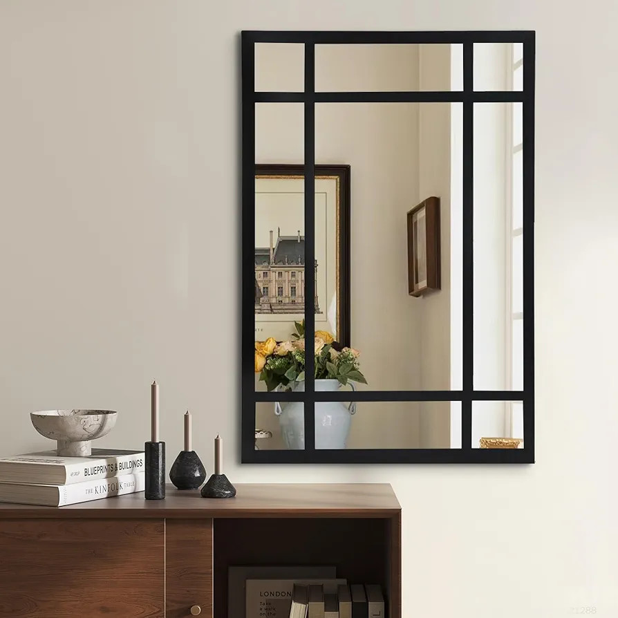 Black Rectangle Mirror, Farmhouse Decorative Wall Mirror for Entryway, Living Room, Bedroom, Hall... | Amazon (CA)