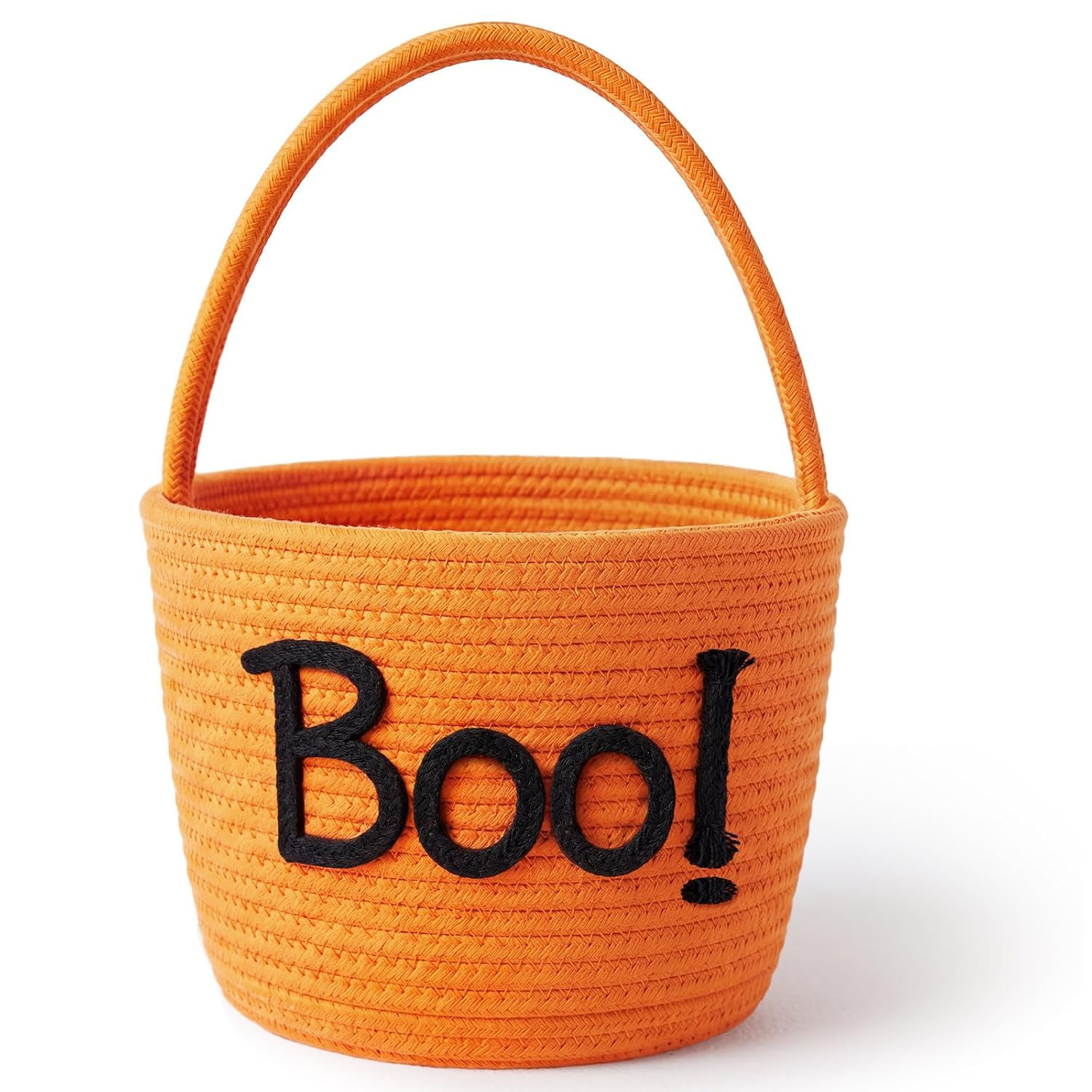 Meanplan Halloween Boo Basket with Handles, Funny Halloween Cotton Rope Ghost Spooky Basket Gifts Stuffers Storage for Women Her Adults, 9.8 x 7.9 x 7.9 Inch(Orange) | Amazon (US)