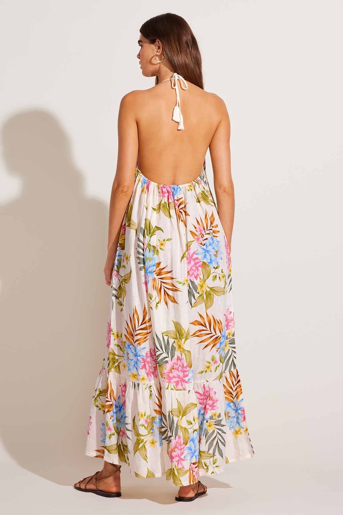 Vitamin A Petra Maxi Dress Summer Bloom Ecolinen | Vitamin A Swim