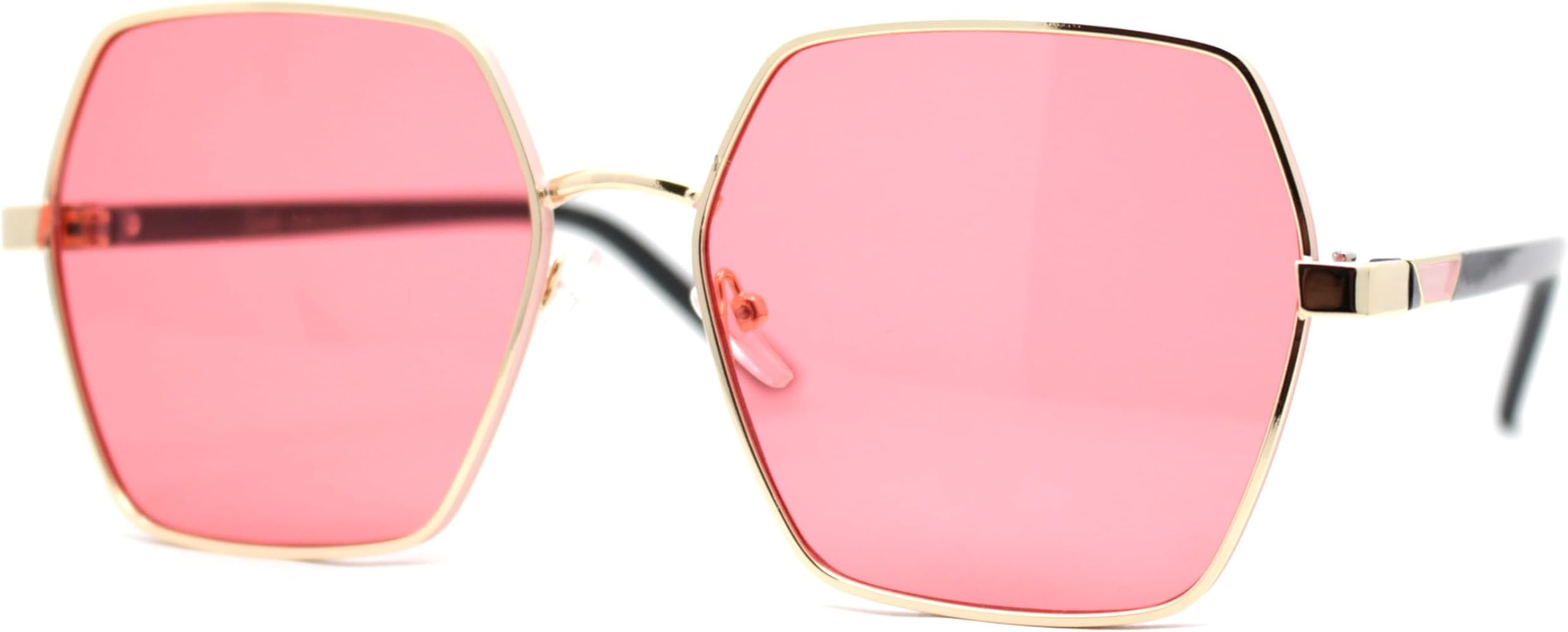 SA106 Womens Octagon Metal Rim Retro Hippie Fashion Sunglasses | Amazon (US)