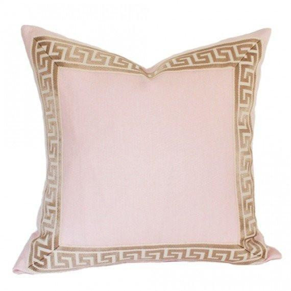 Pale Pink Linen with Greek Key Border | Arianna Belle