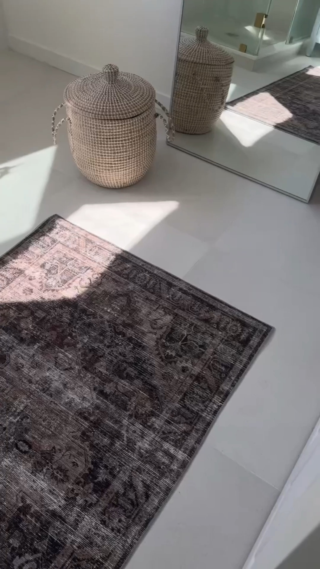 Giving my bathroom a new look with this cute washable printed rug 🤍💫 I’ve always opted for printed rugs for bathrooms vs the standard bath mats for a more elevated look ✨ 

#LTKU #LTKHome #LTKWatchNow