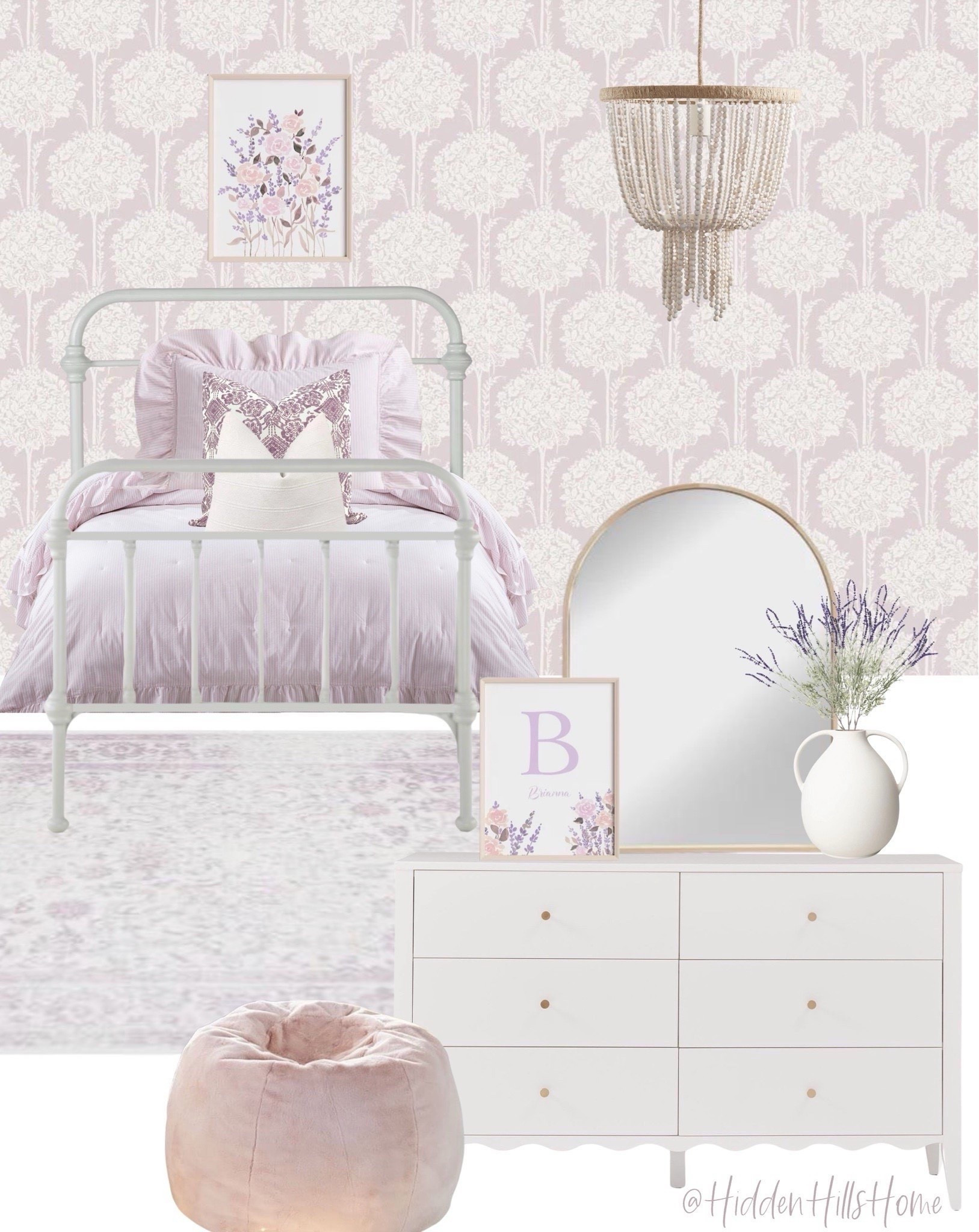 Modern classic teen girls bedroom mood board, girls bedroom design ideas, floral wallpaper for girls bedroom, purple girls bedroom #girls 


#LTKHome #LTKSaleAlert #LTKKids